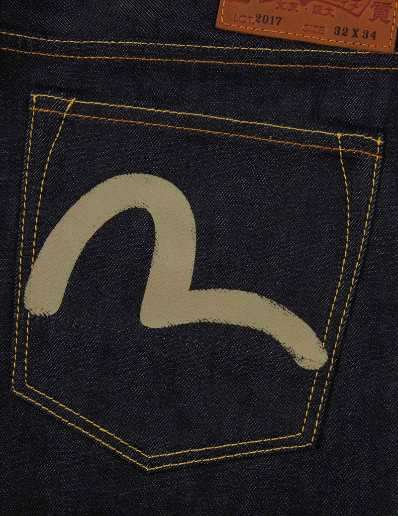 WASH-EFFECT SEAGULL PRINT CARROT FIT RAW DENIM JEANS #2017 8