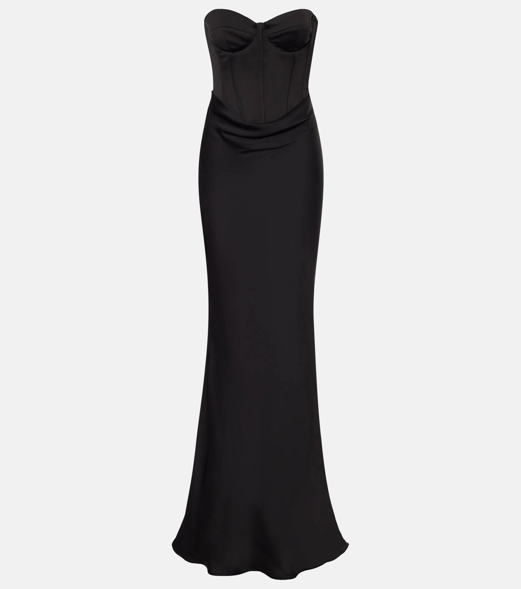 Draped satin corset gown - 1