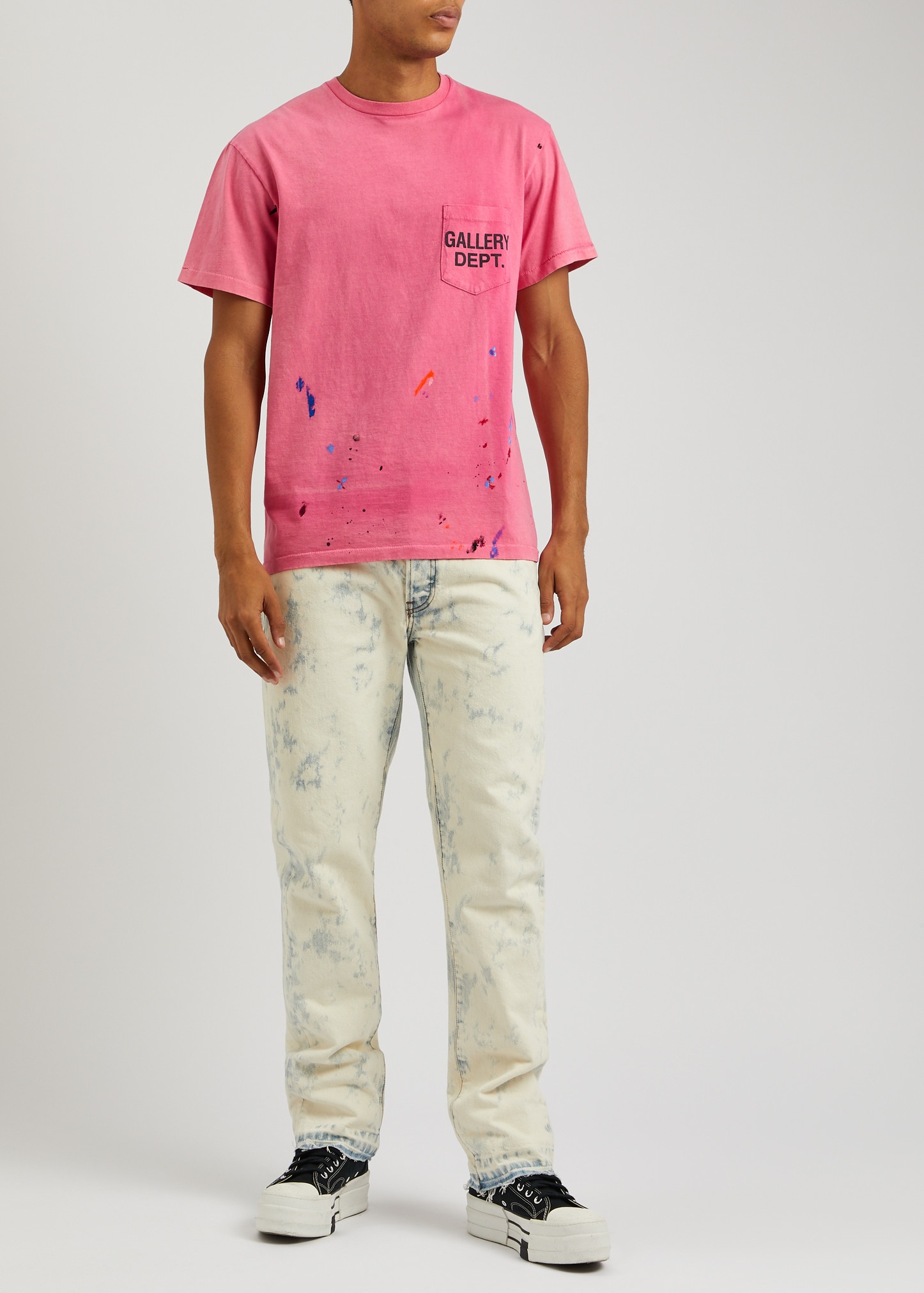 Paint-splattered logo cotton T-shirt - 4