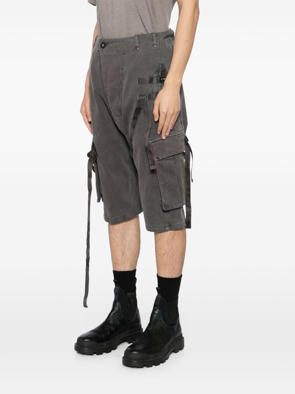 stonewashed cargo track shorts - 3