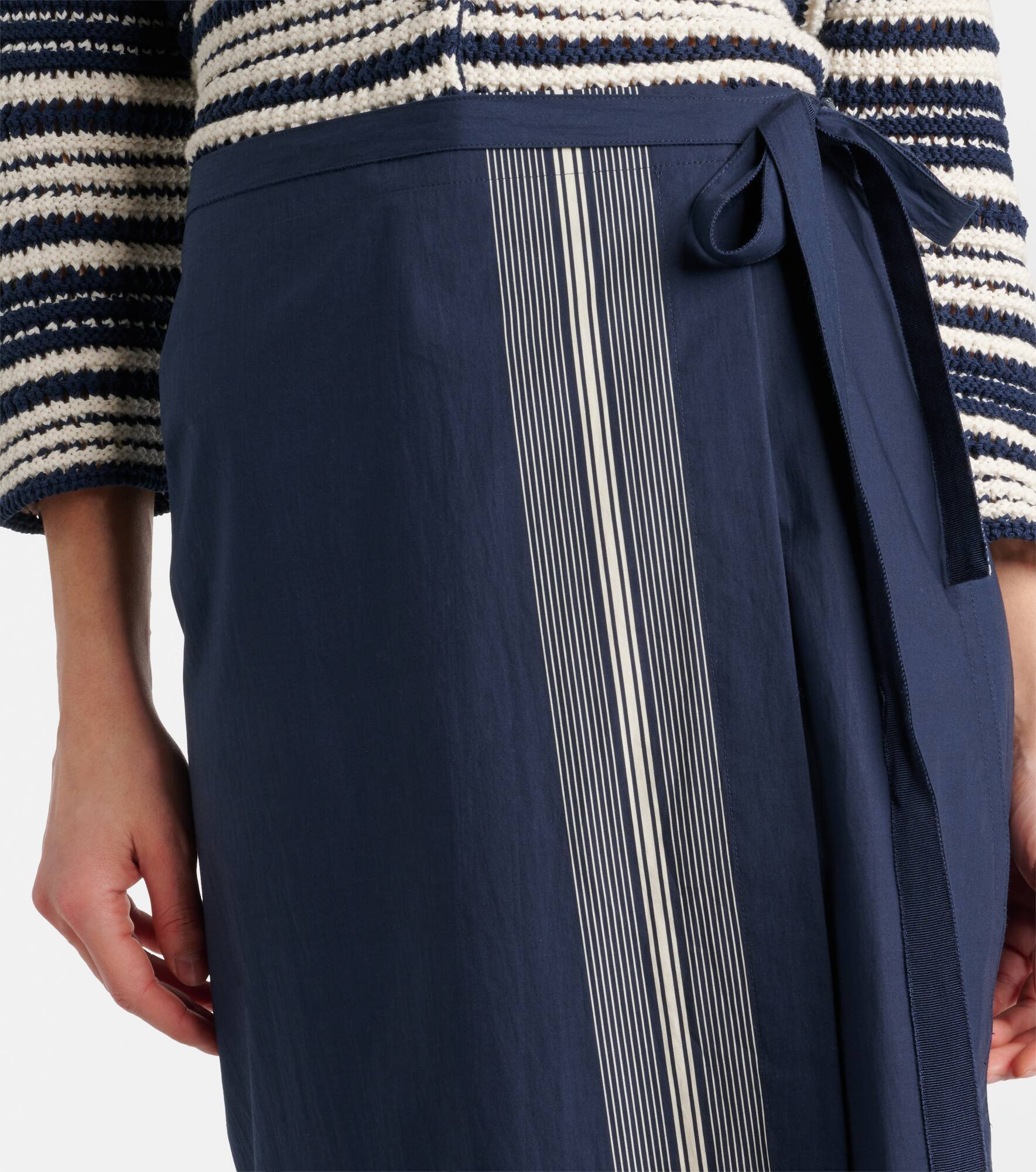 Striped cotton wrap skirt - 4