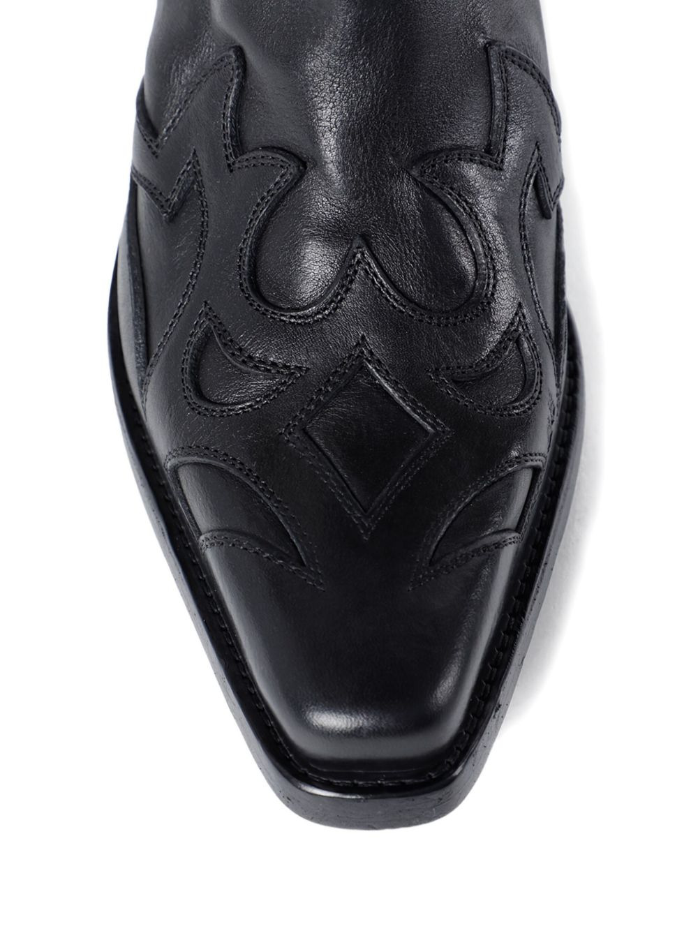 leather carved-detail boots - 4