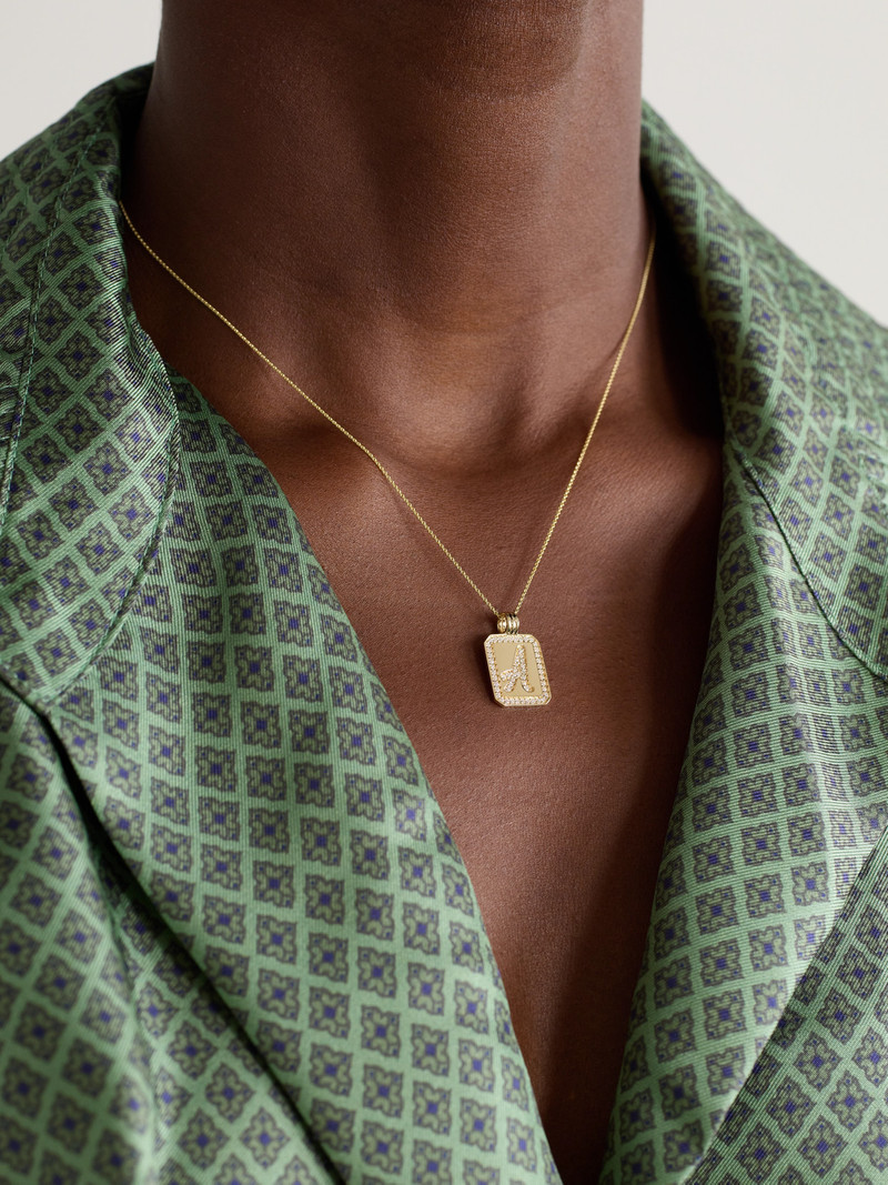 STONE AND STRAND Letter 14-karat Gold Diamond Necklace outlook