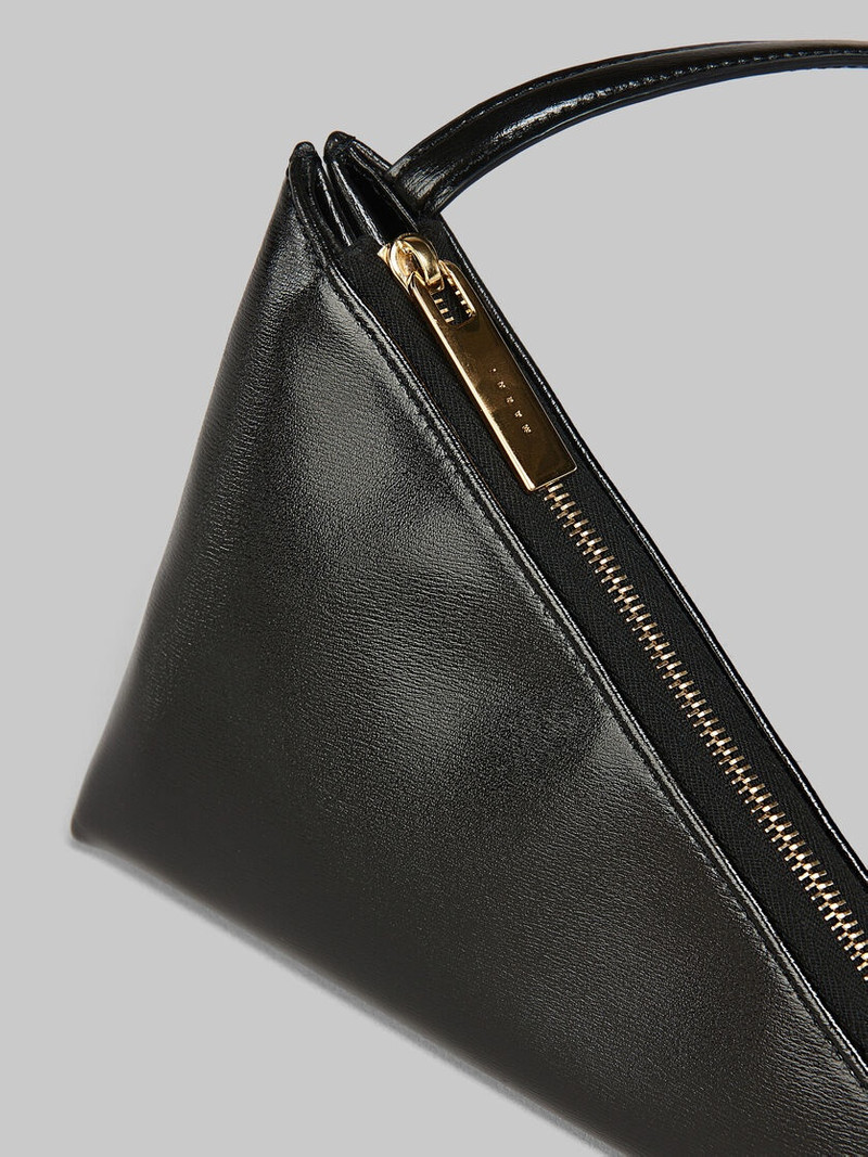 BLACK LEATHER PRISMA TRIANGLE CROSSBODY BAG 4