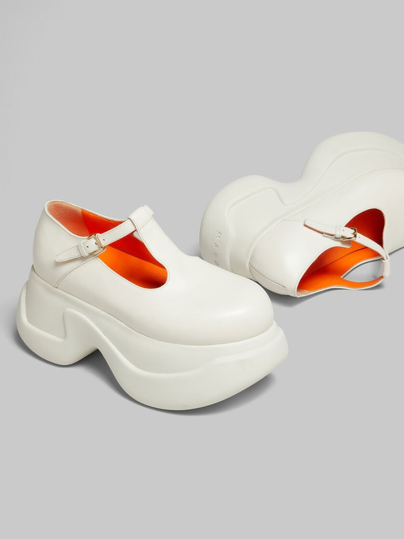 WHITE LEATHER ARAS 23 T-BAR SANDAL 5