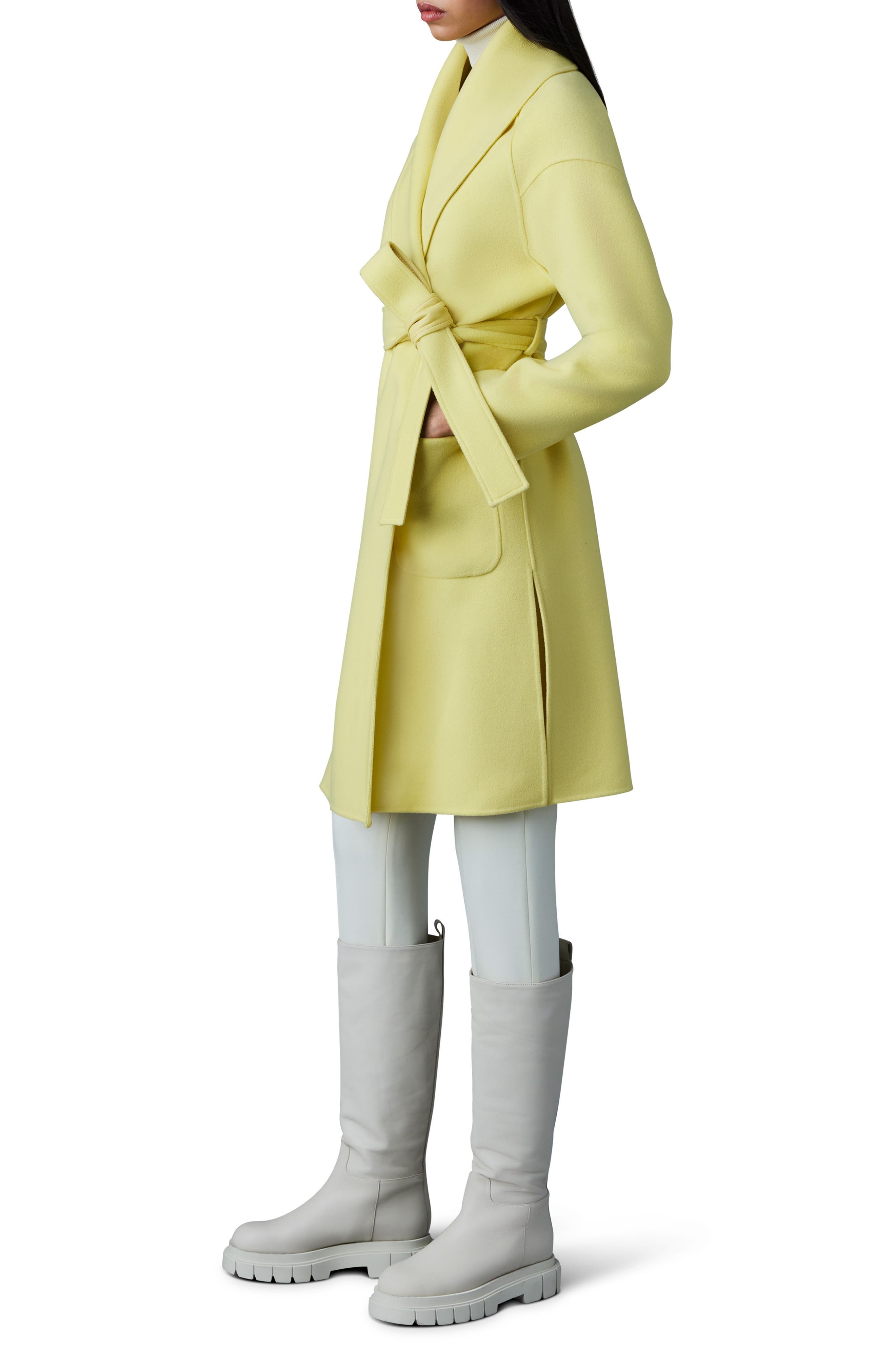 Thalia Double Face Tie Waist Wool Coat - 3