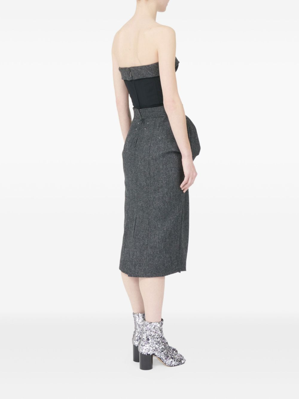 strapless bubble-waist midi dress - 4