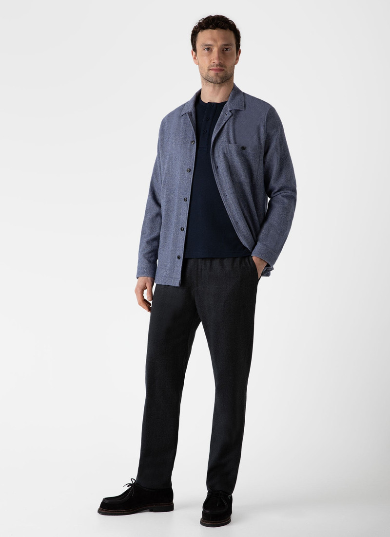 Sunspel 긴 소매 와플 Henley outlook