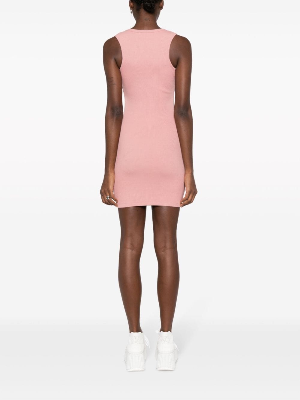 logo-embroidered ribbed minidress - 4