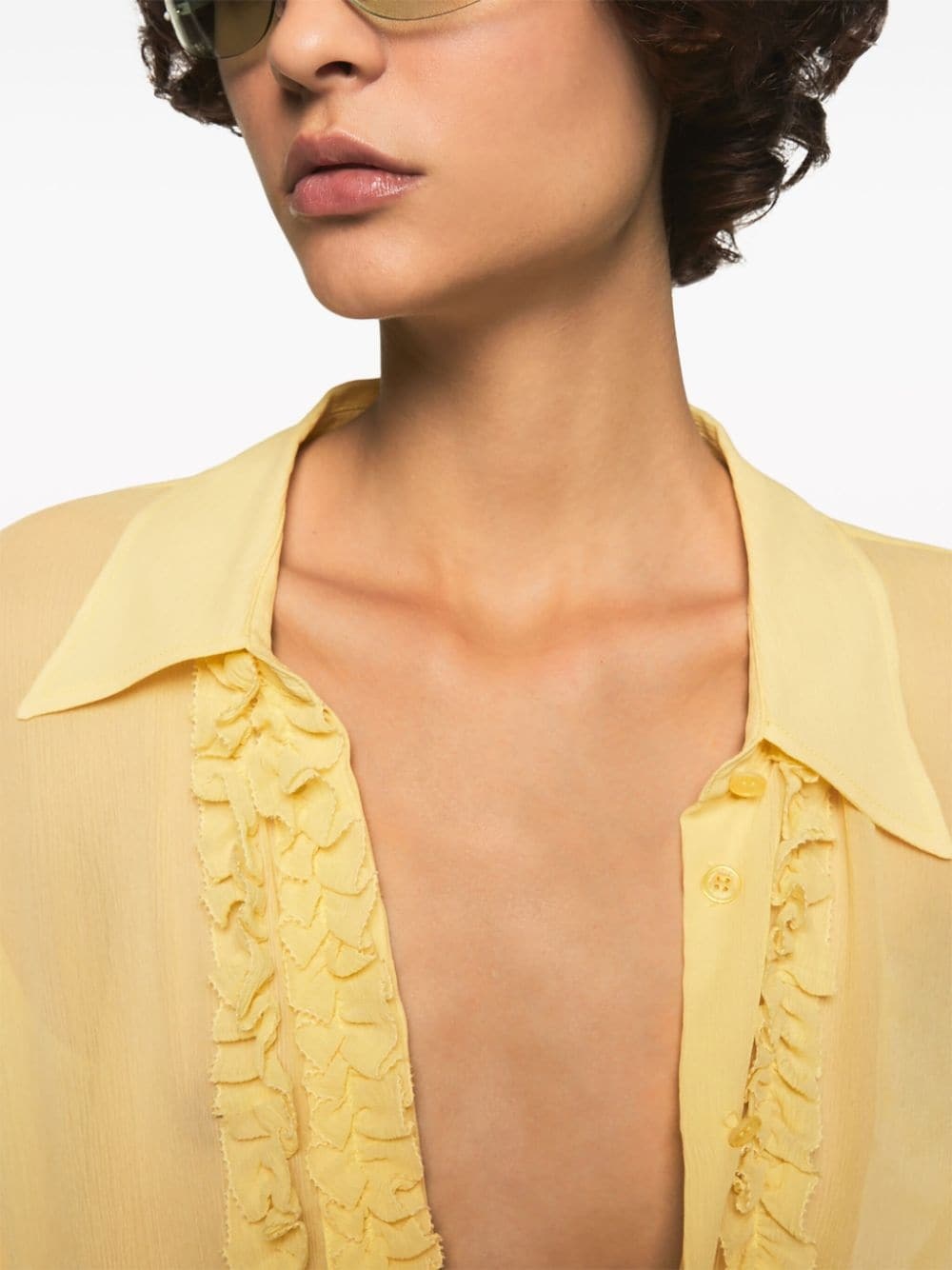 ruffle-detail silk shirt - 4