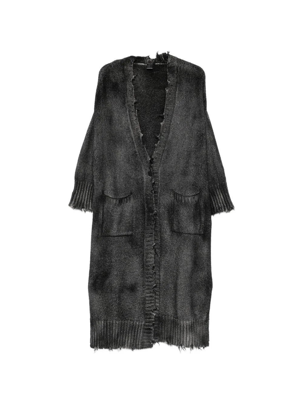 distressed-effect longline coat - 1