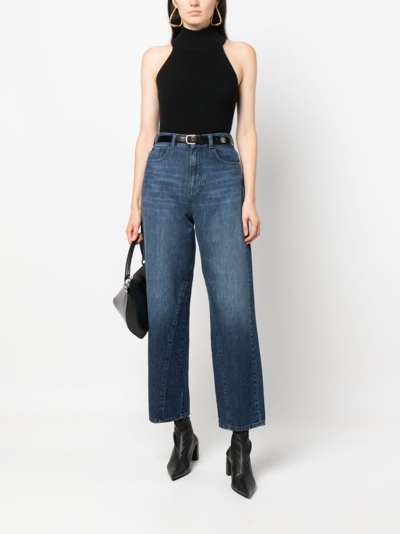 EMPORIO ARMANI wide-leg cropped denim culottes outlook
