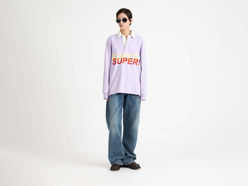 JW Anderson 'SUPER SUPER' RUGBY POLO TOP IN PURPLE outlook