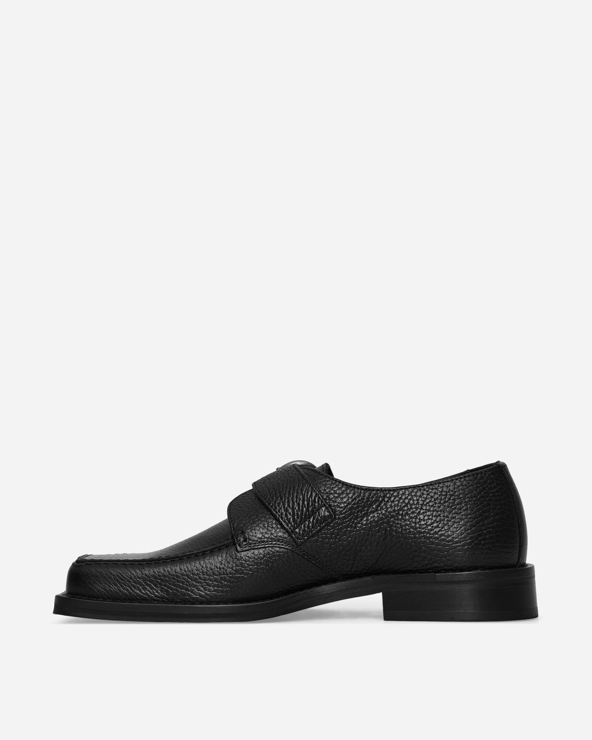Women's Square Toe Buckle Loafers Black - 4