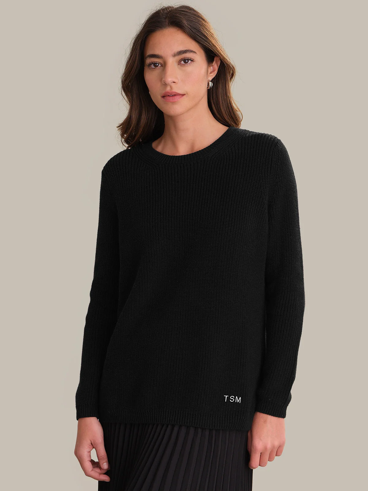 Emma: Crewneck Shaker Stitch Cotton Sweater - 1