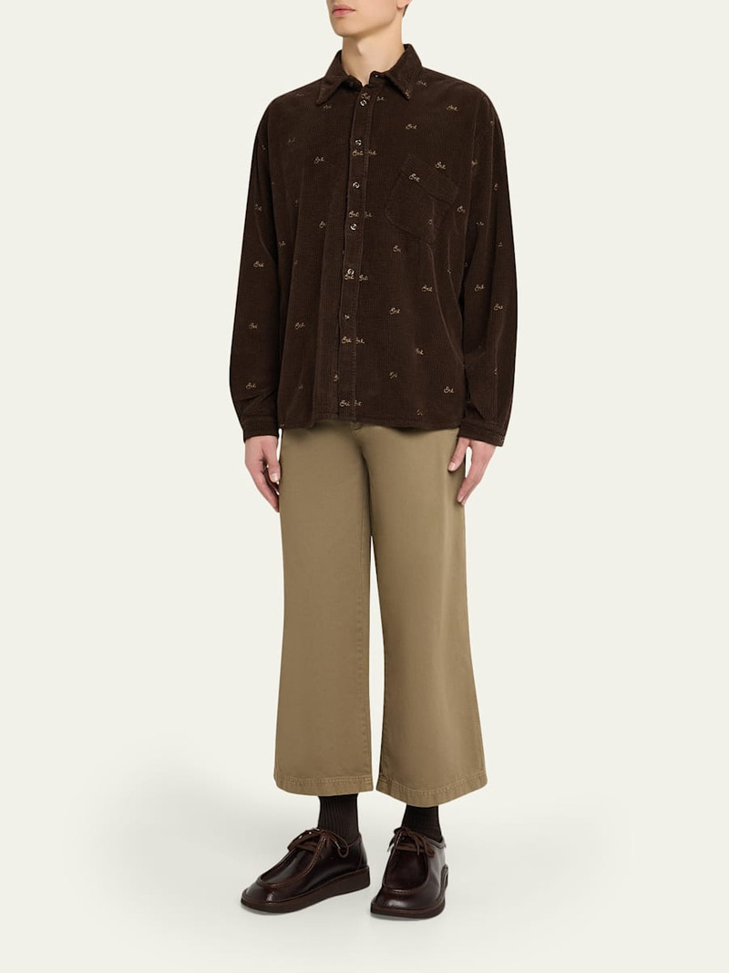ERL Men's Corduroy Allover Logo Button-Down Shirt outlook