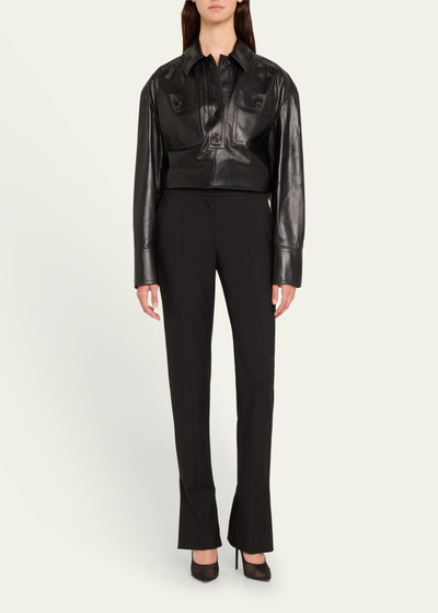 SAINT LAURENT Leather Henley Pullover outlook