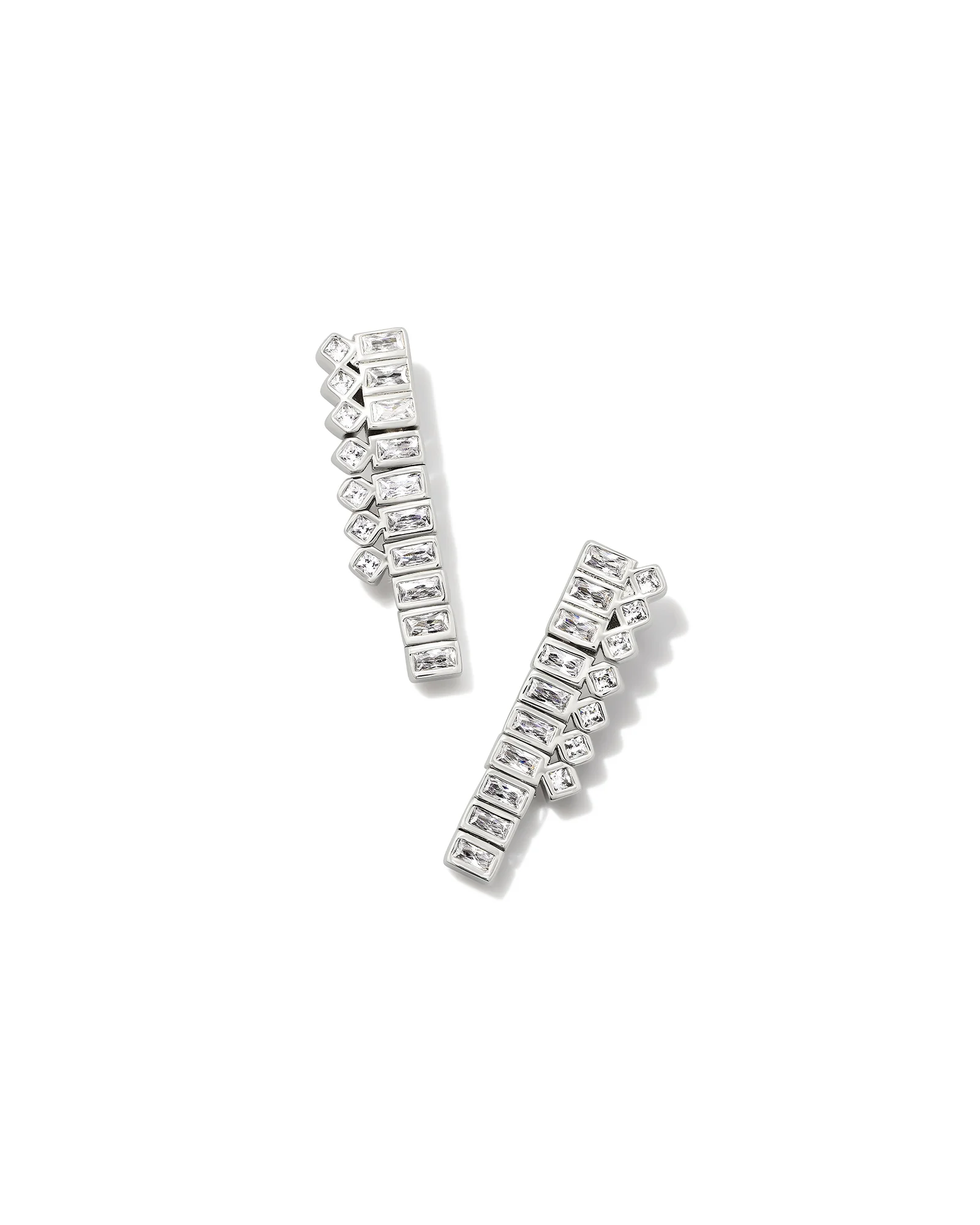 Gracie Silver Tennis Linear Earrings in White CZ - 1