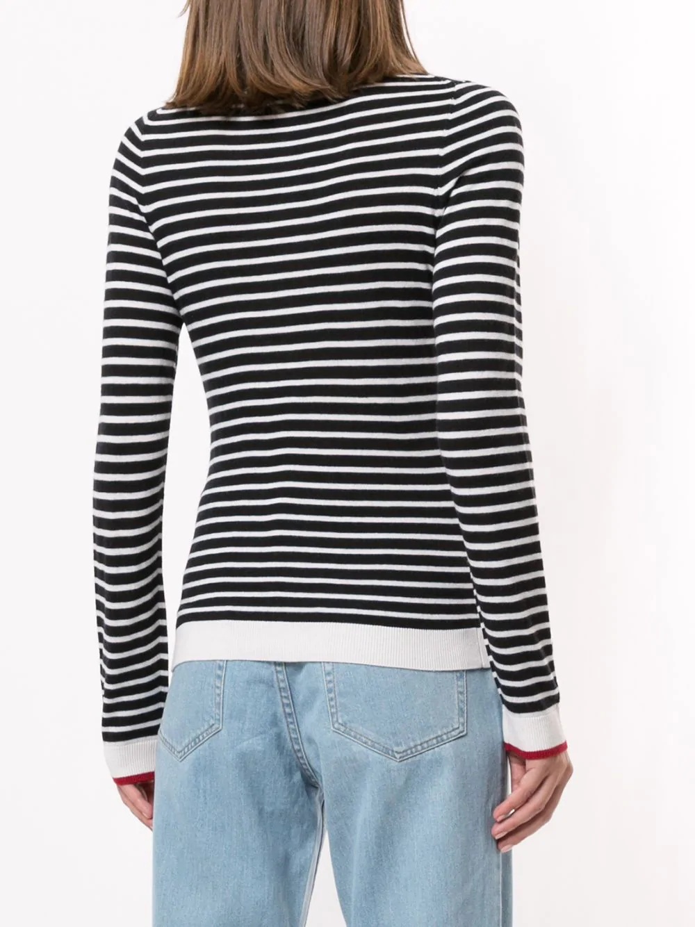 striped logo patch cardigan - 4