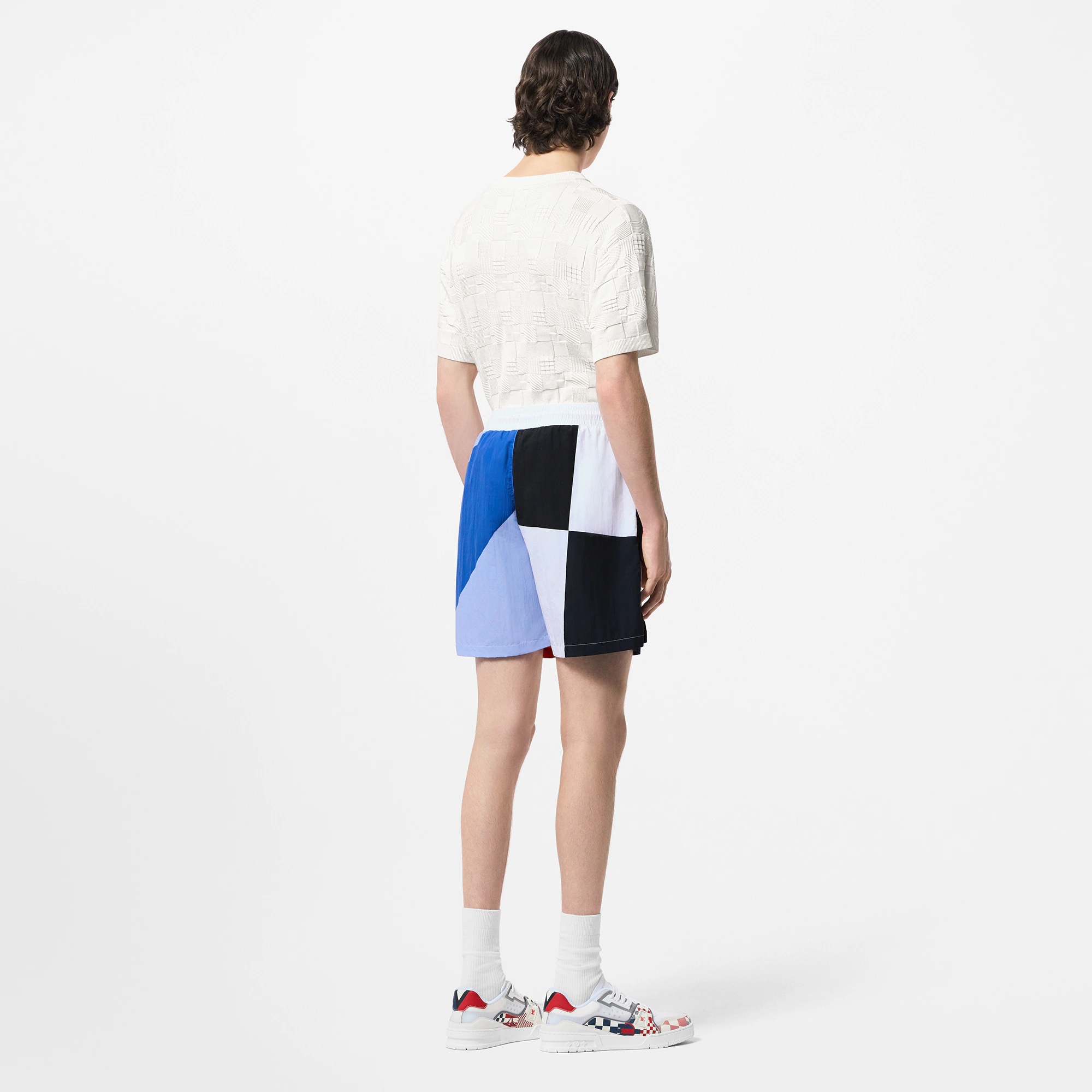 Damier Jacquard Short-Sleeved Cotton Crewneck - 3