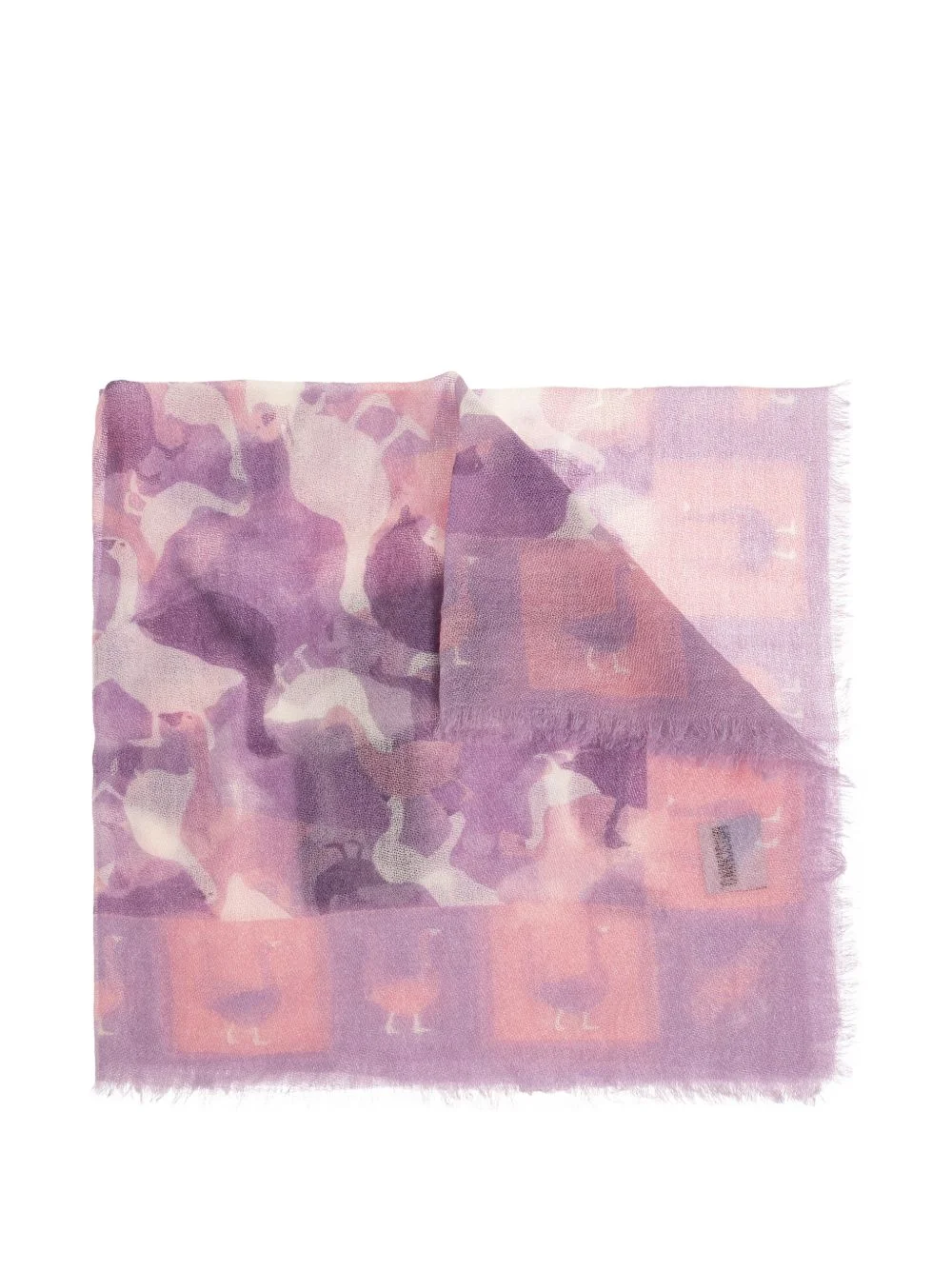 fringed animal-print scarf - 1