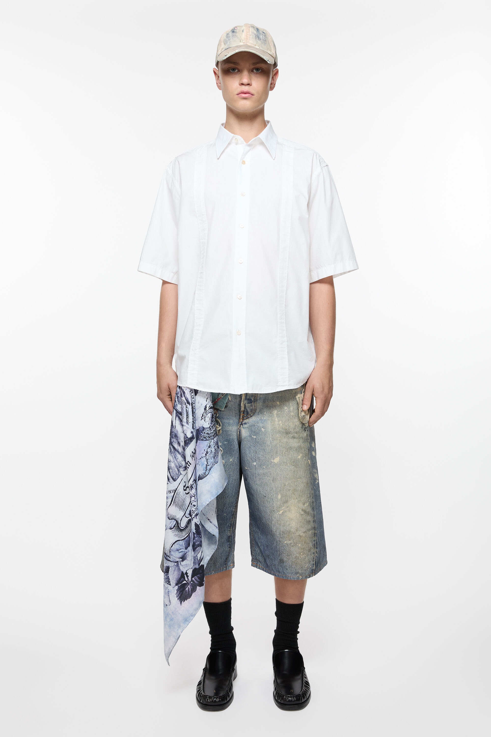 Printed silk scarf - Denim blue - 3
