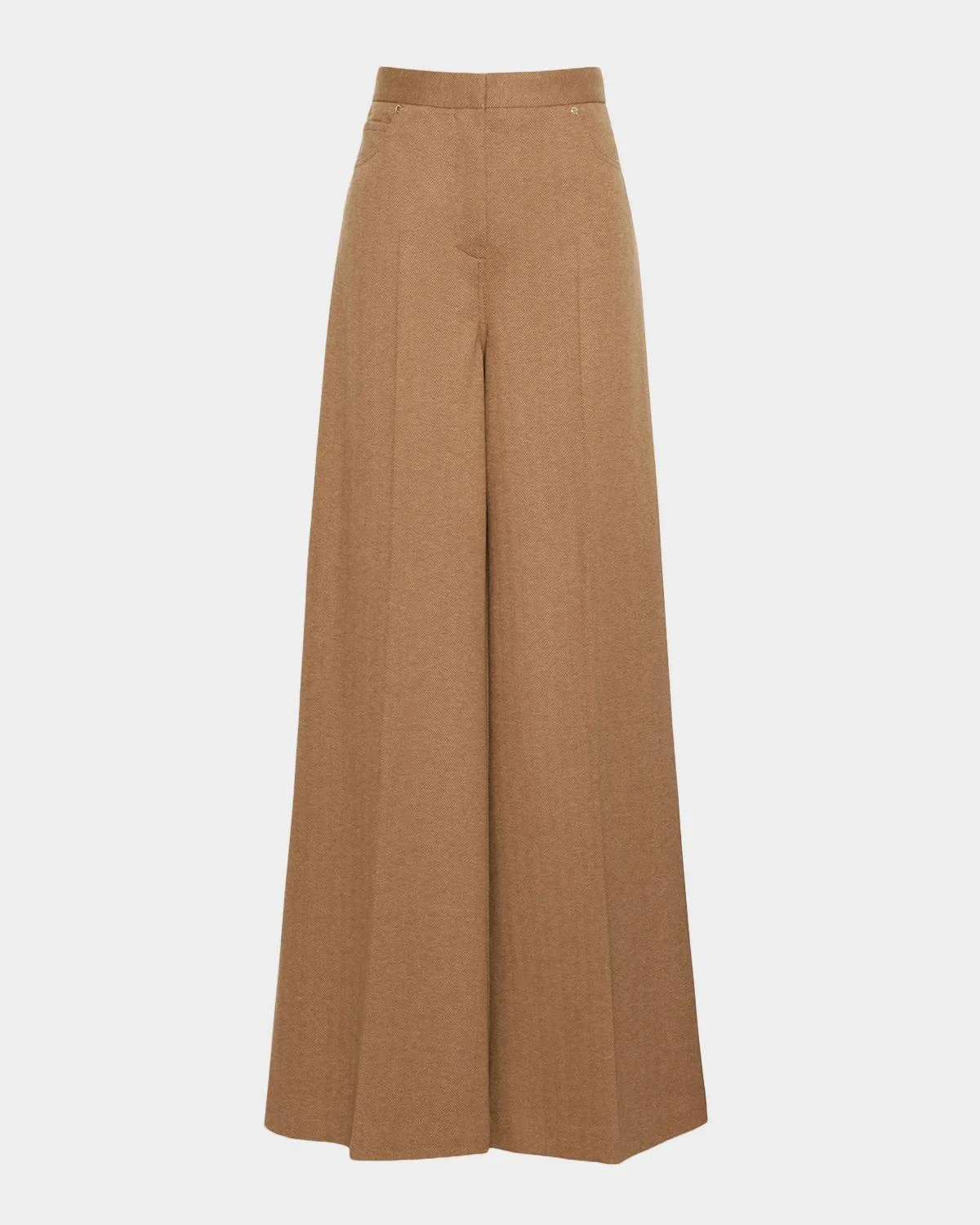 Wool Herringbone Wide-Leg Trousers - 1