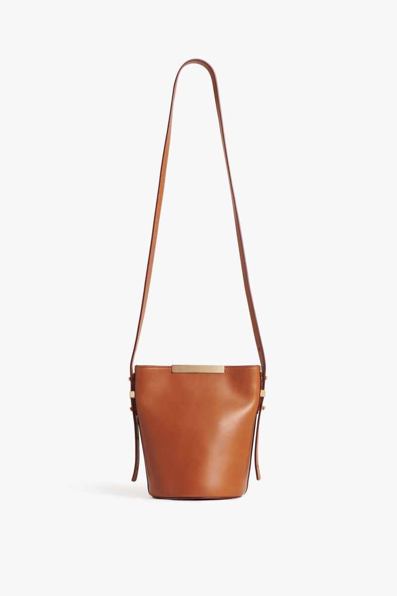 Mini Bucket Bag In Cognac Leather 1