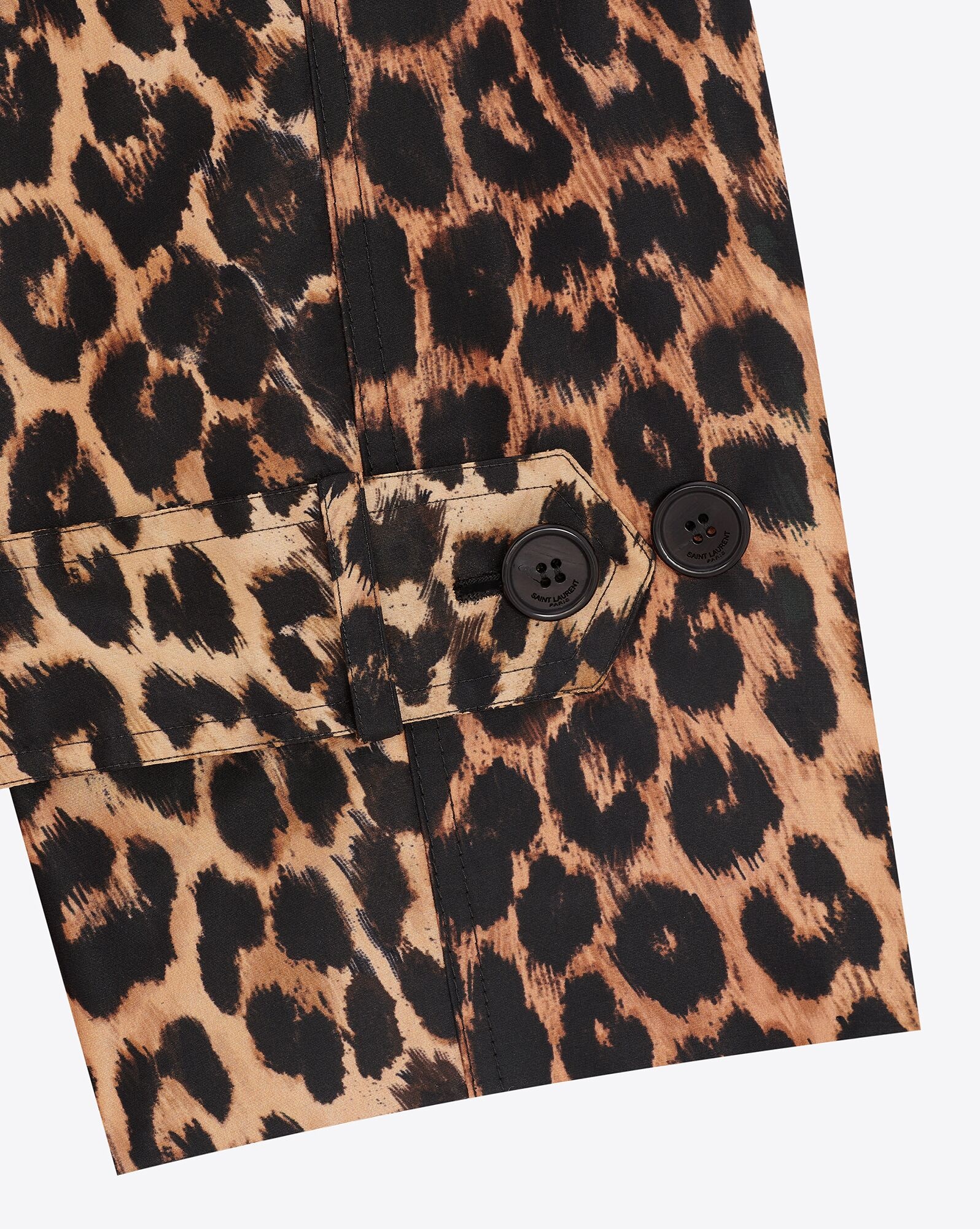 trench coat in leopard silk taffeta - 4