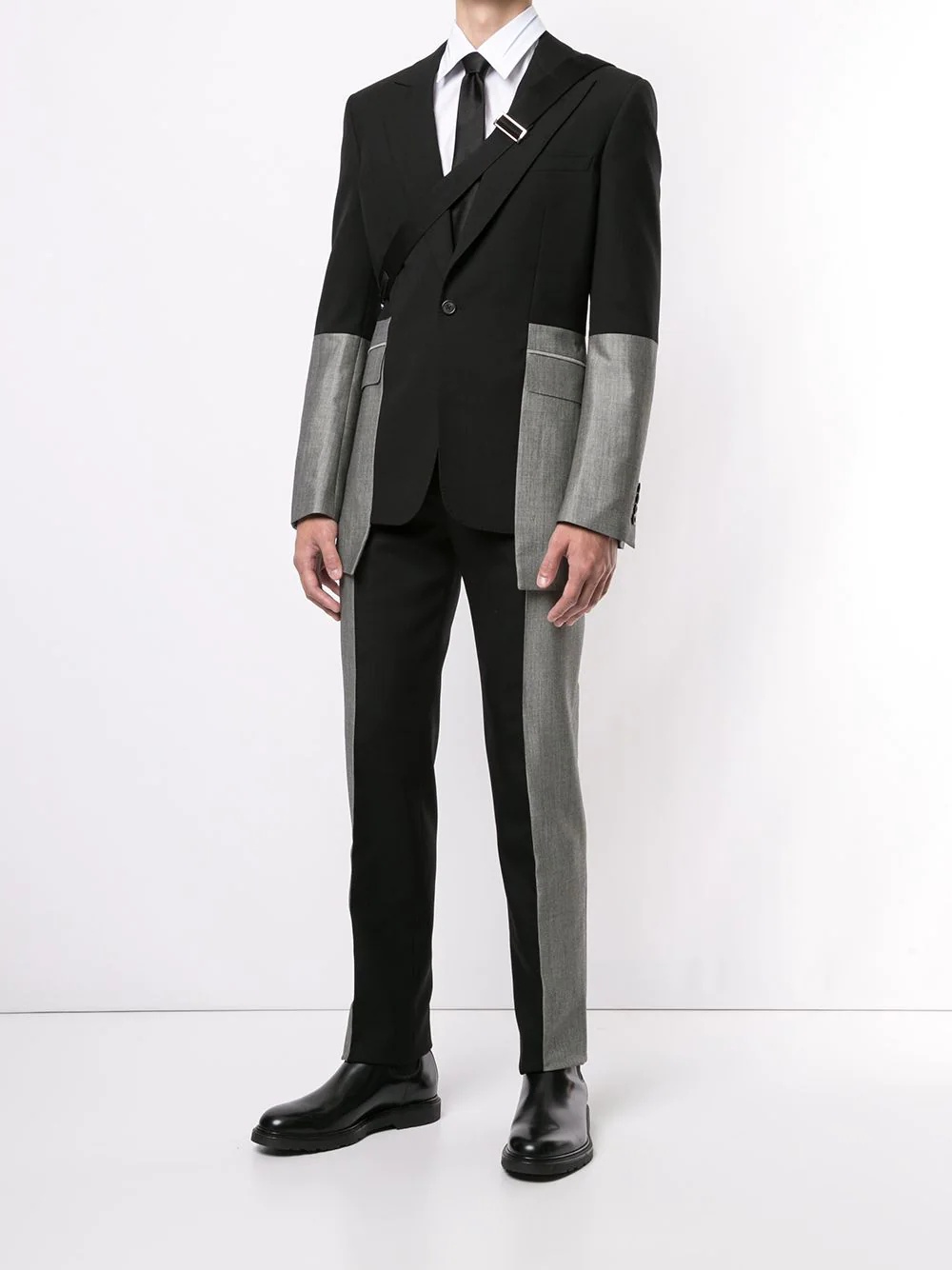 two-tone single-breasted suit jacket - 2