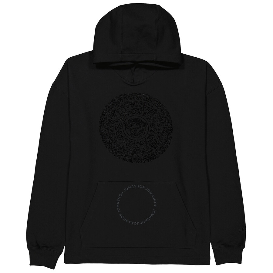 Versace Men's Black Embellished Medusa-Print Hoodie - 4
