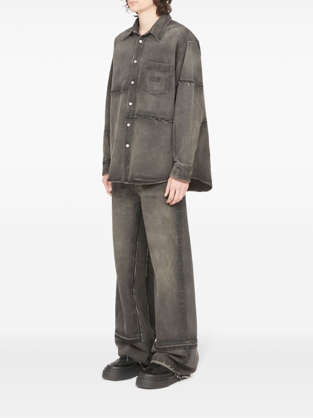 raw-cut detail cotton  shirt - 6