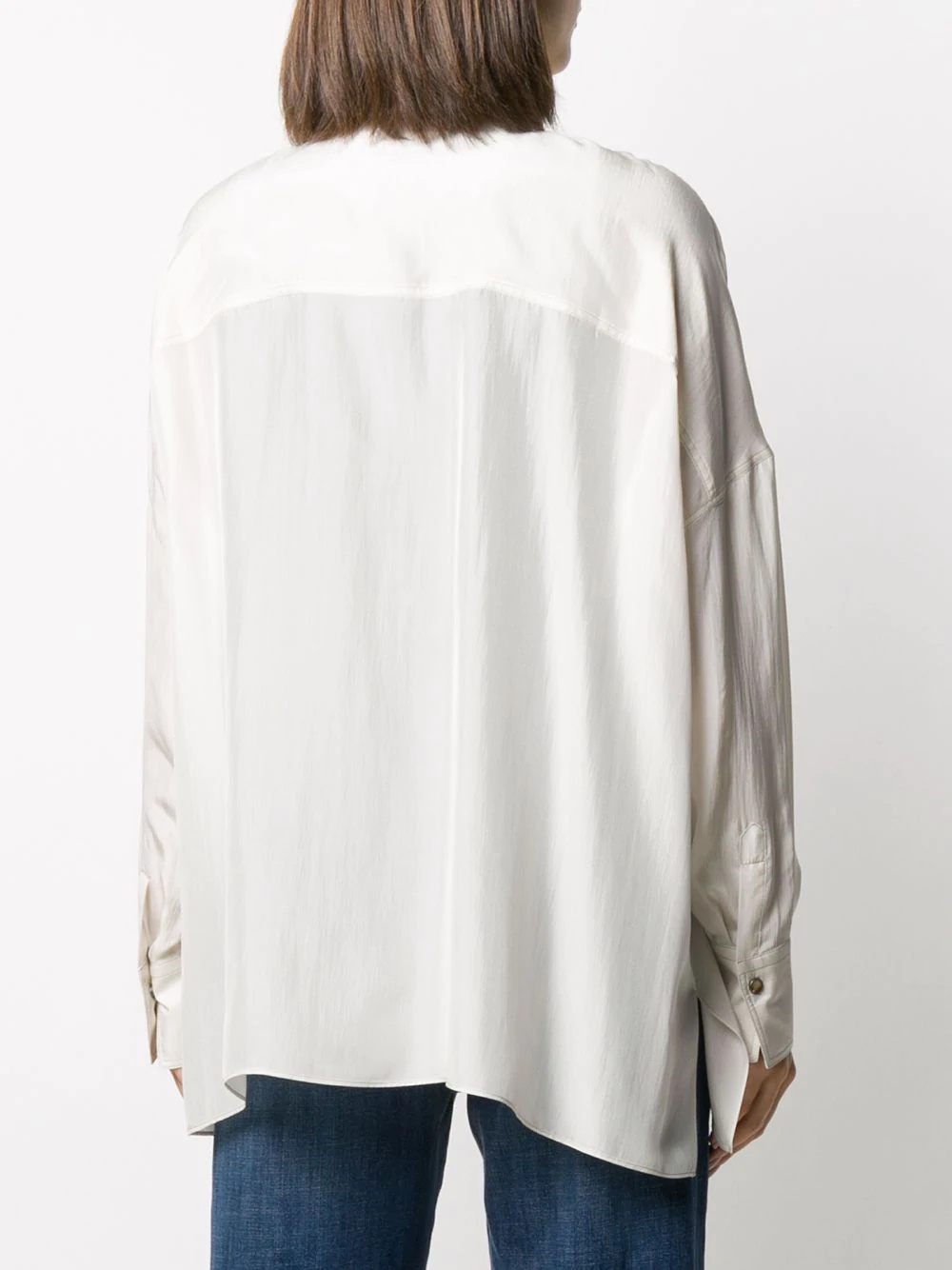 asymmetric hem silk shirt - 4