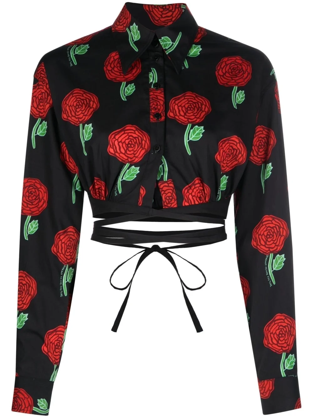 floral-print cropped blouse - 1