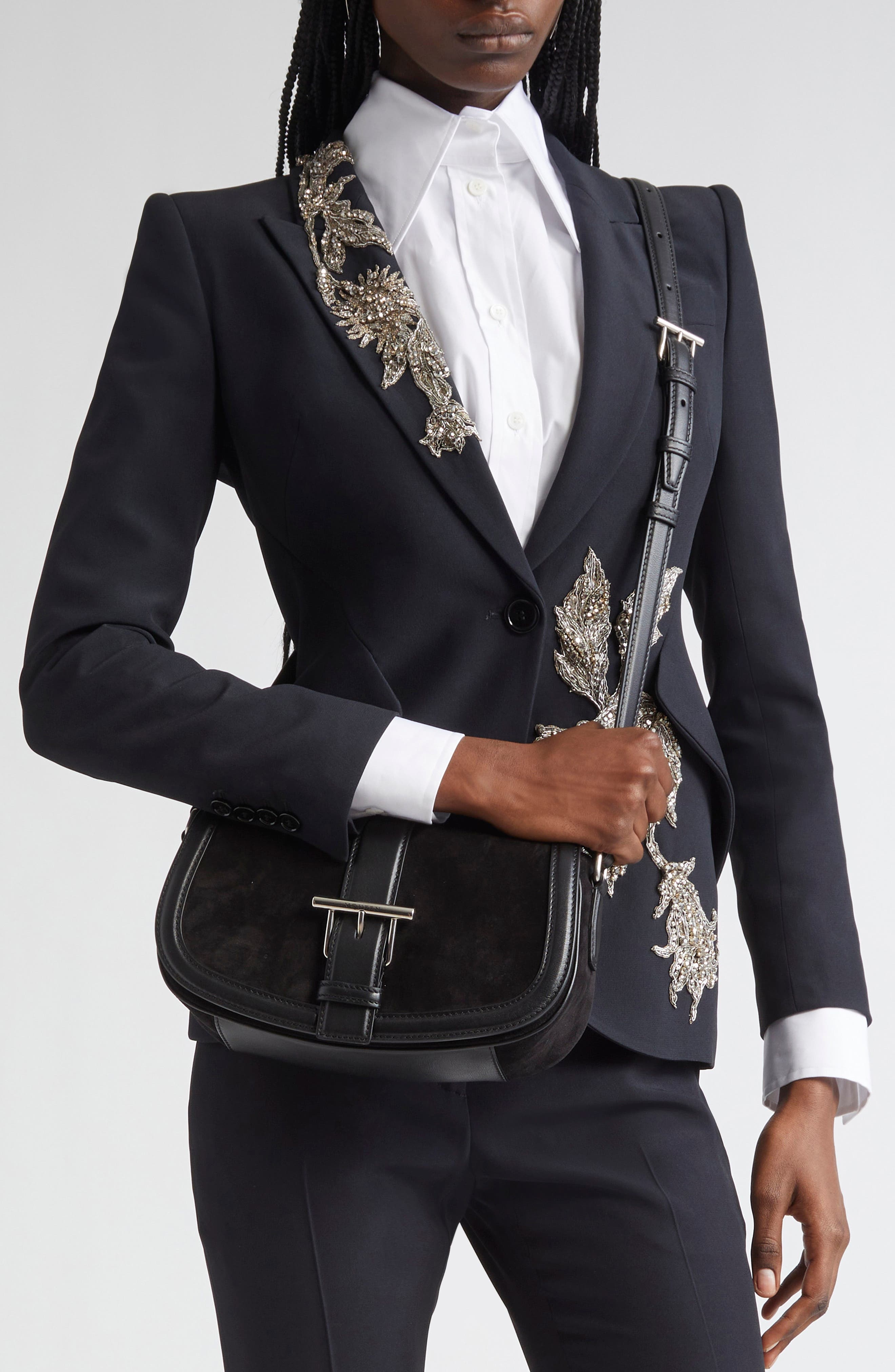 McQueen Mini T-Bar Shoulder Bag in Black/Silver at Nordstrom - 2