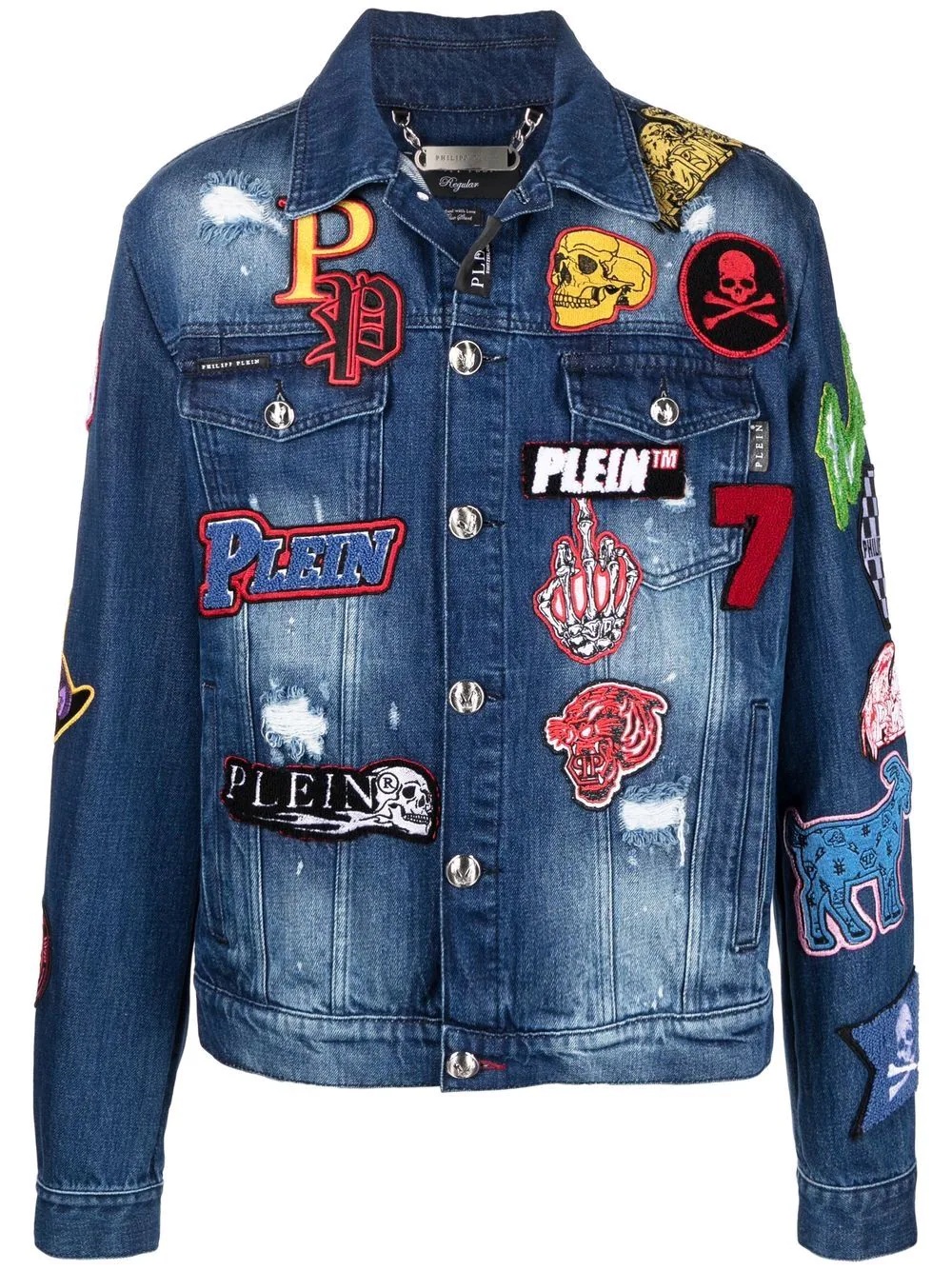 applique-patch detail denim jacket - 1