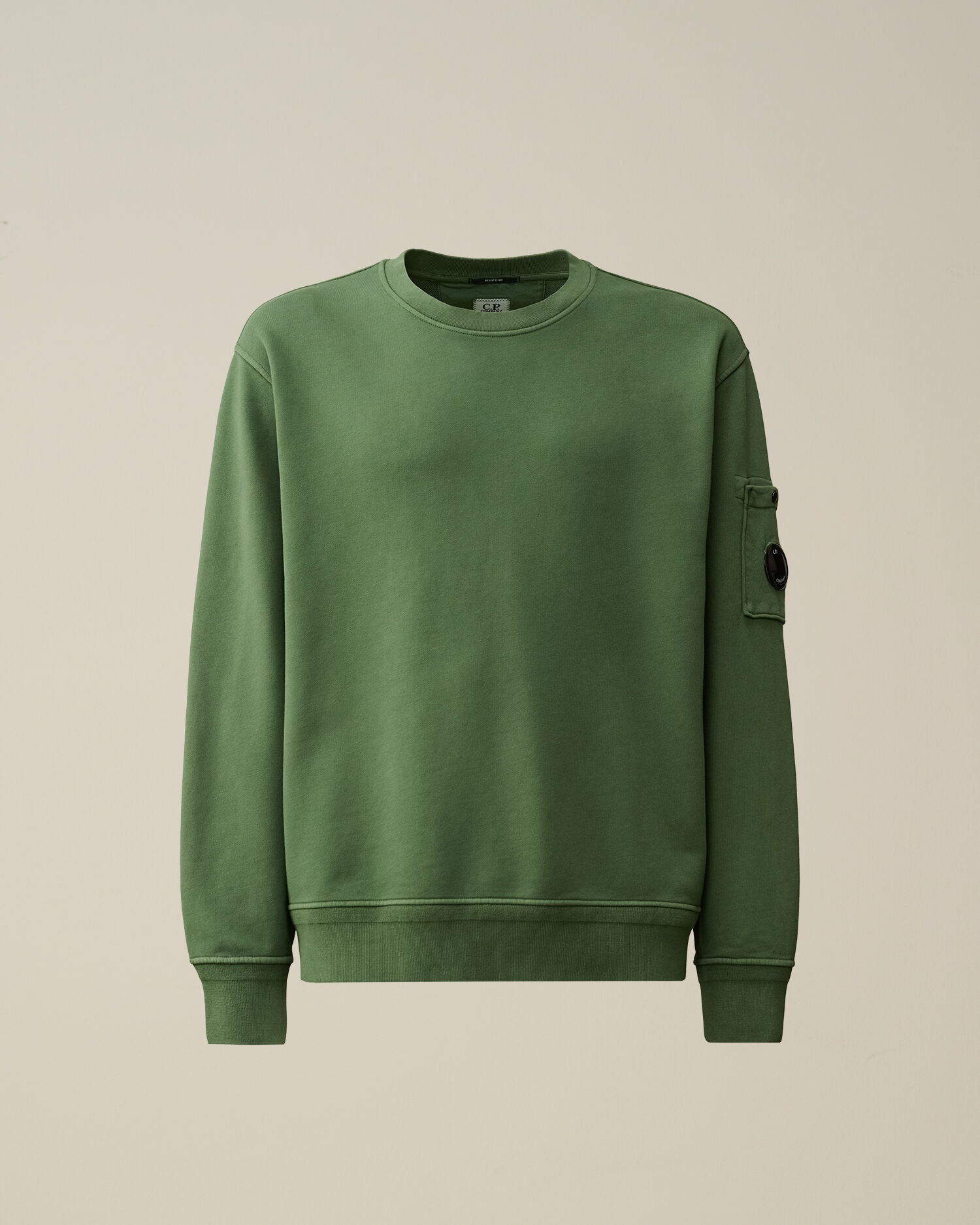 CP COMPANY｜SWEATSHIRTS (Cotton Diagonal Fleece Lens Swe Diagonal Fleece Lens cotton-blend sweatshirt in white - C P