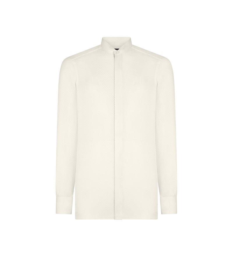 PERFORATED DOT SILK TWILL SLIM FIT EVENING SHIRT 1