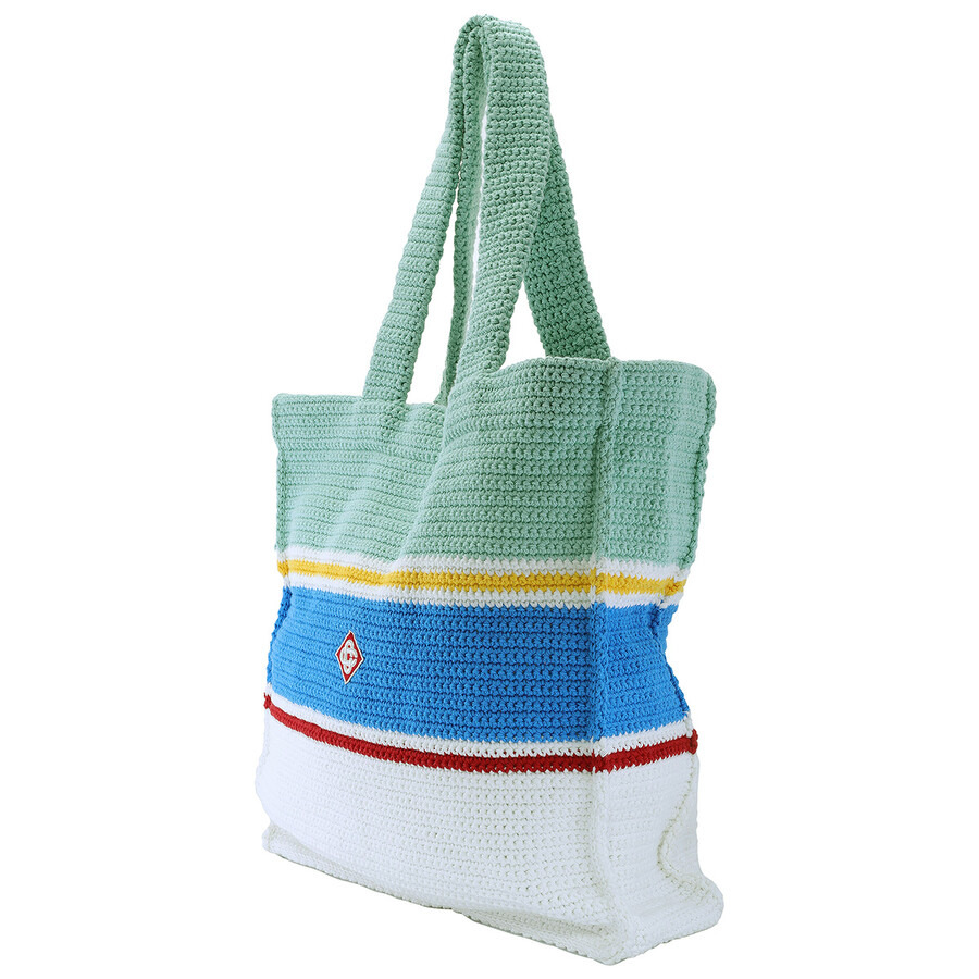 Casablanca Men's White / Blue Multi Crochet Shopper Bag - 2