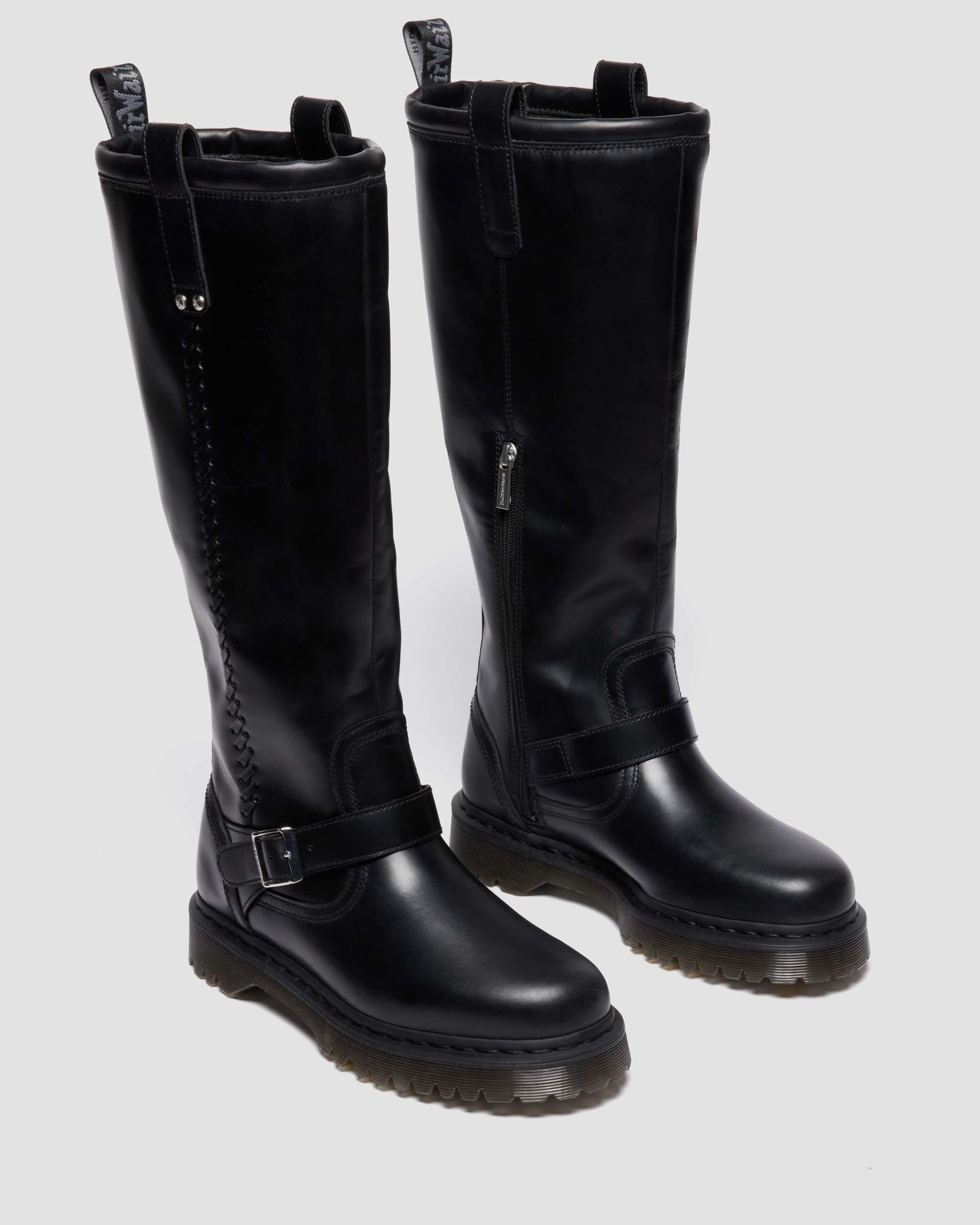 Anistone Knee High Orleans Leather Biker Boots - 4
