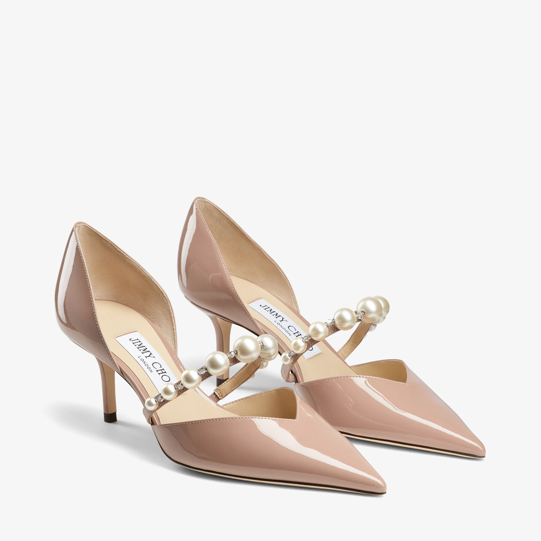 Aurelie 65
Ballet Pink Patent Leather Pointed Pumps with Pearl Embellishment - 2