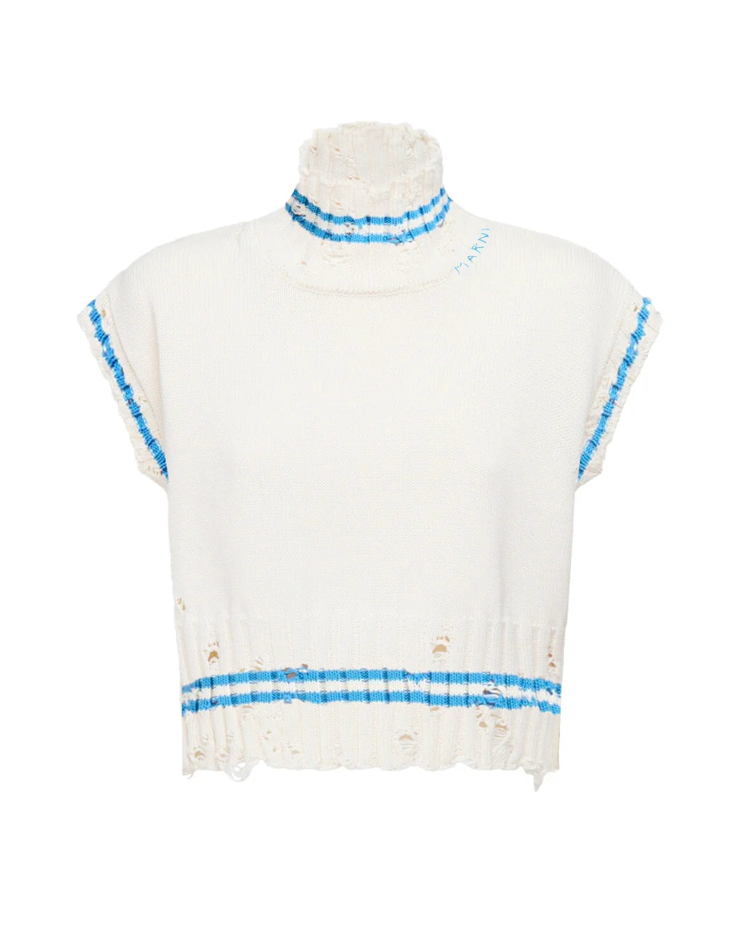 SLEEVELESS DISHEVELED TURTLENECK SWEATER - 1