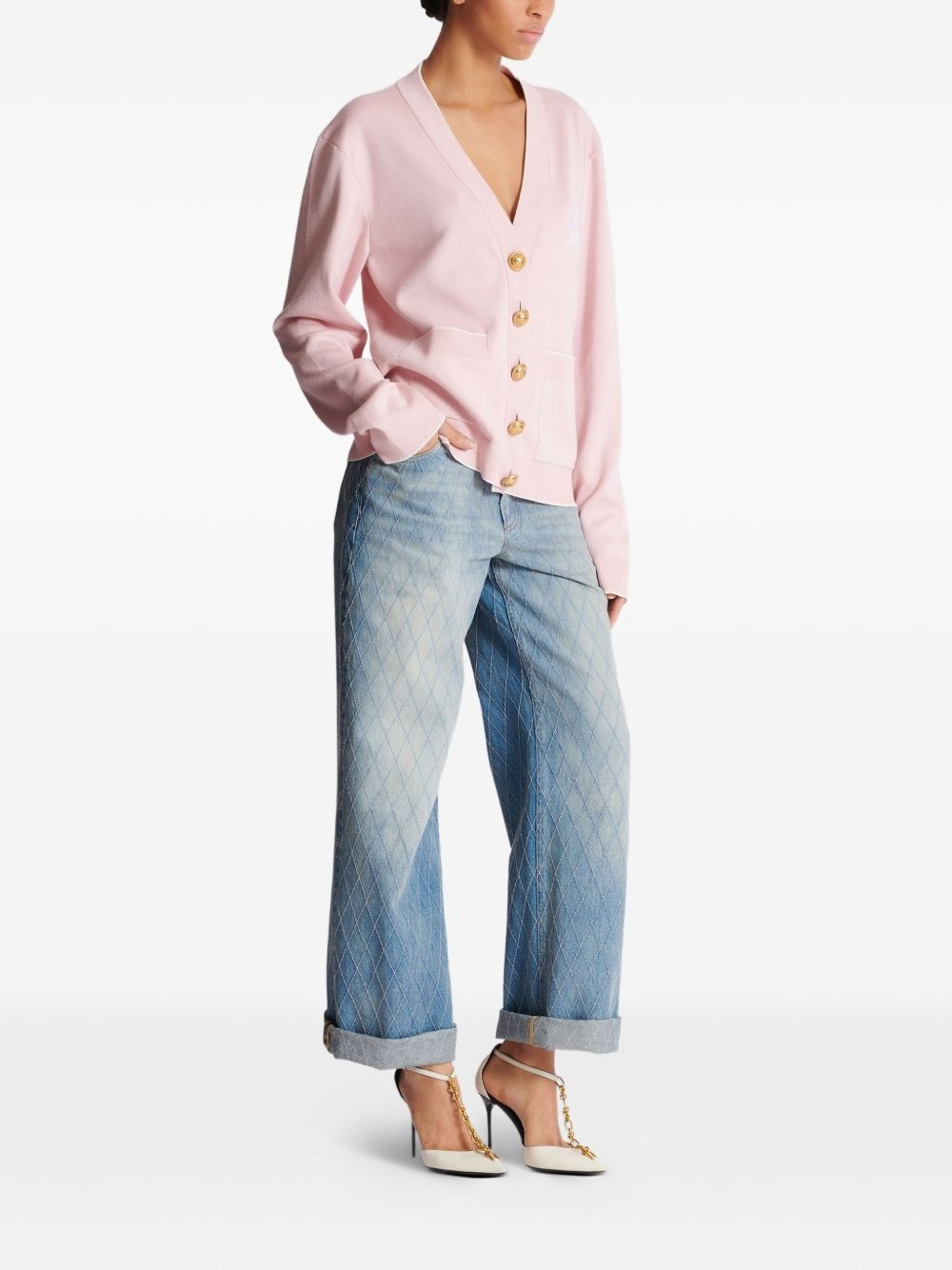 Emblème-embroidered cardigan - 3