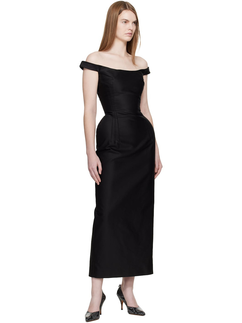MAGDA BUTRYM Black Off-Shoulder Hip Pad Maxi Dress outlook