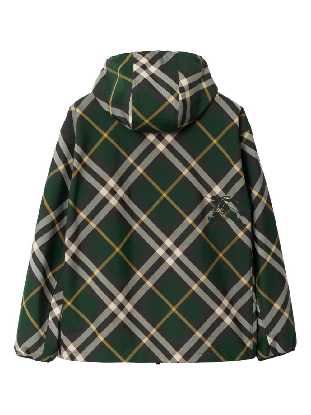 check-pattern zipped hooded jacket - 4