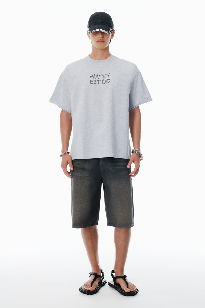 Alexander Wang Light Grey Cotton Boxy Logo T-Shirt outlook