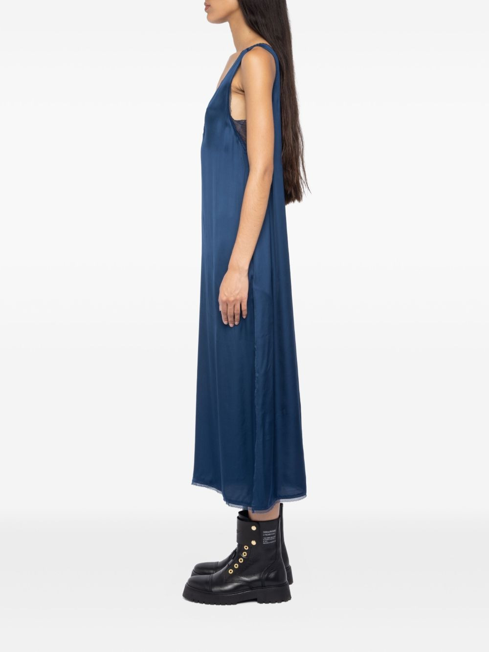 lace-trimmed slip midi dress - 3