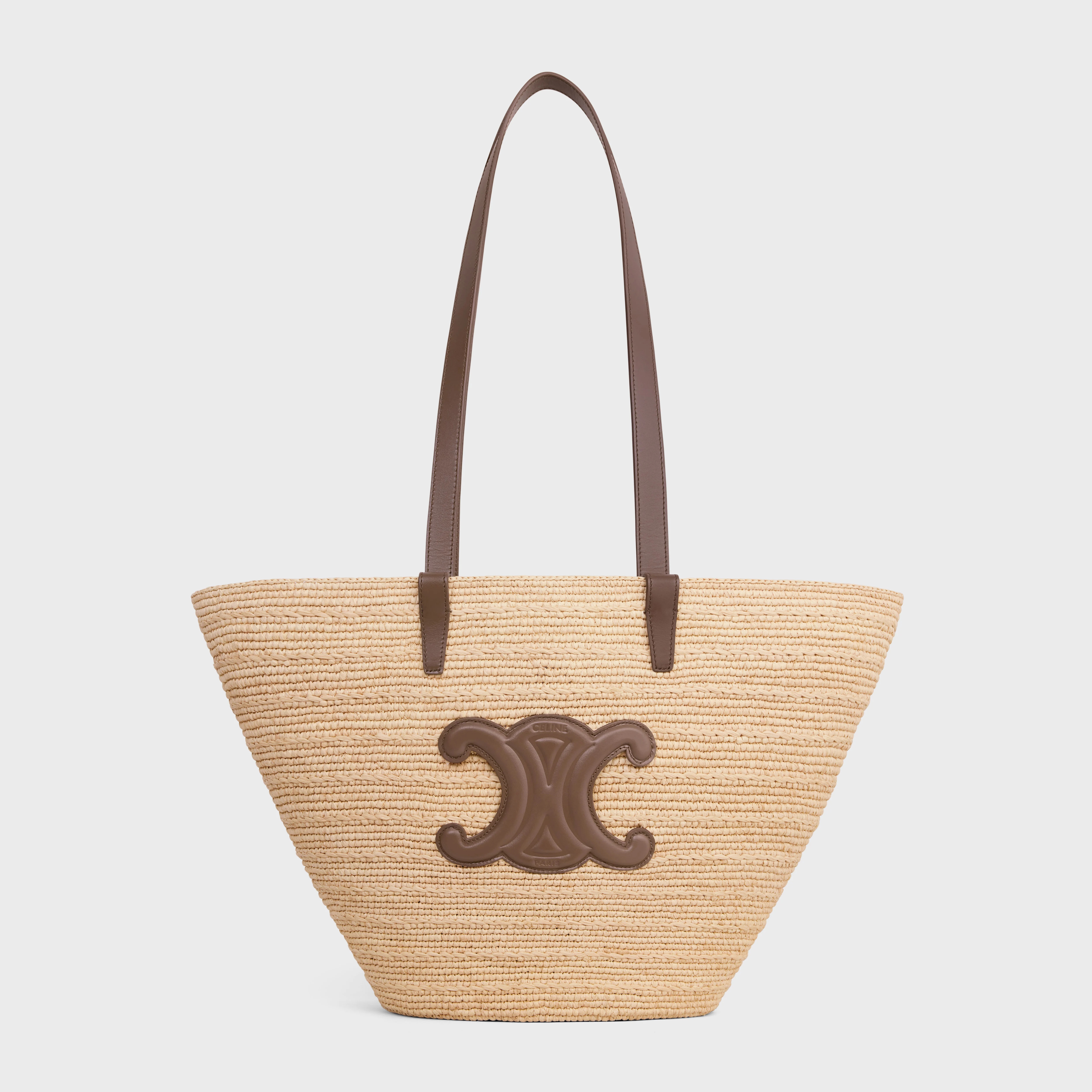MEDIUM SUPPLE CELINE CLASSIC PANIER in Raffia and calfskin - 1