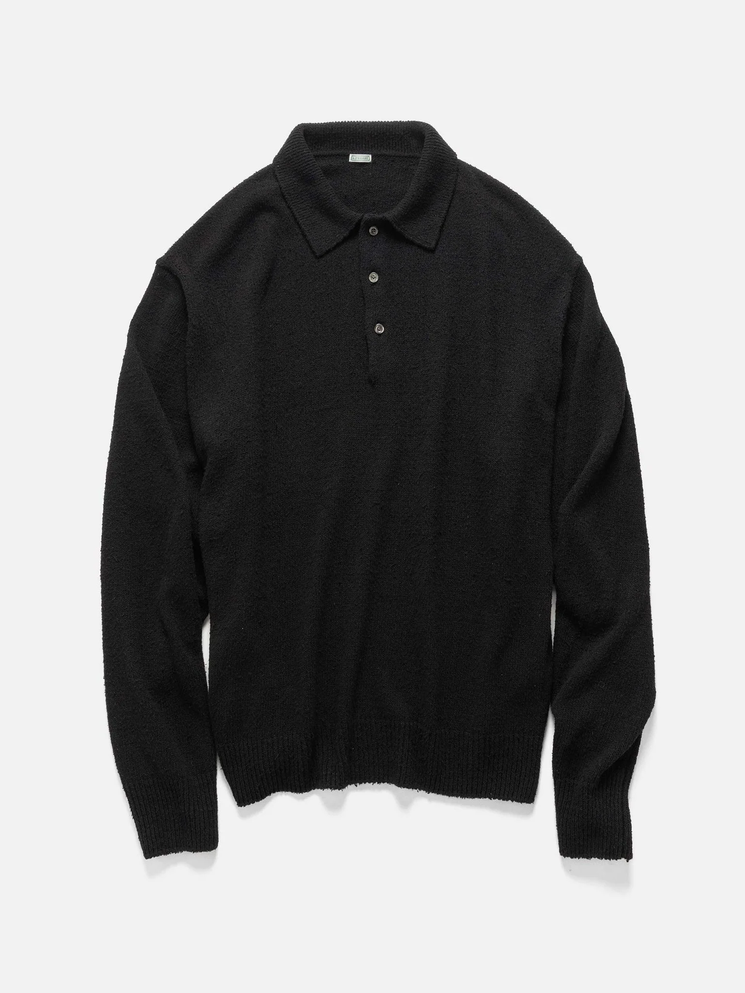 Washed Silk Nep Polo Shirt Black - 1