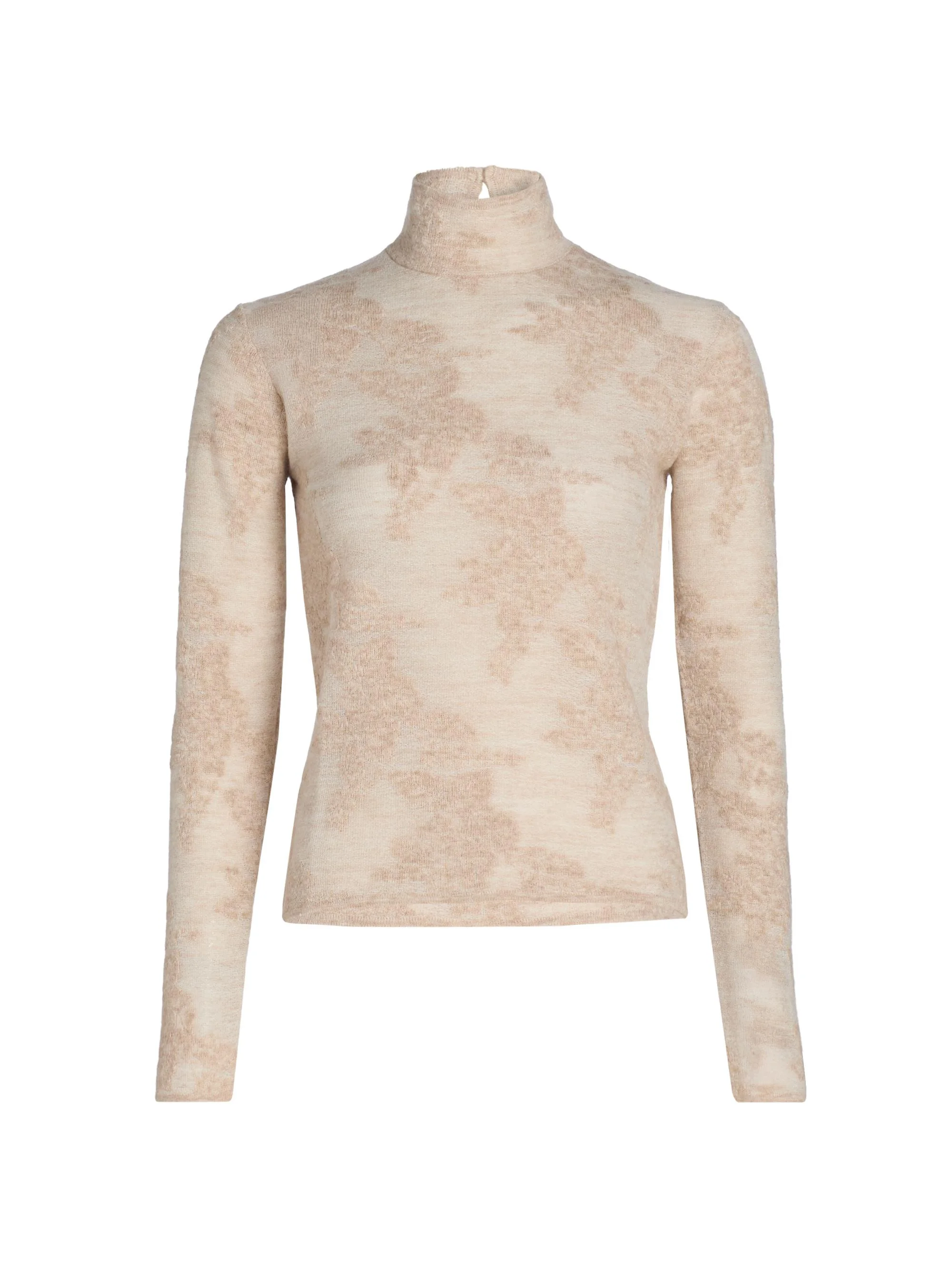 Women's Flower Jacquard Mock Turtleneck Sweater - Sand - 1